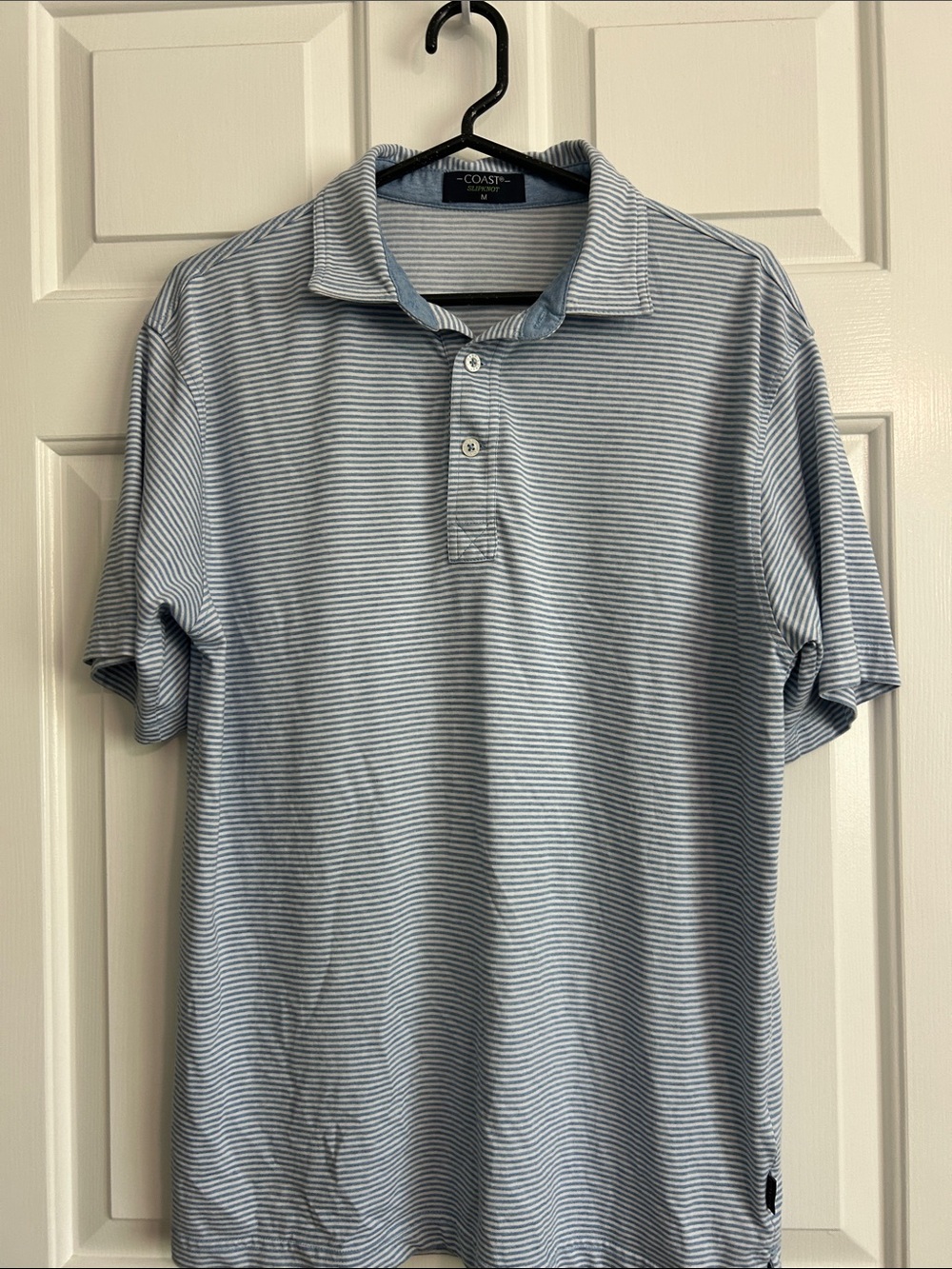 Men’s Light Blue Striped Polo Shirt